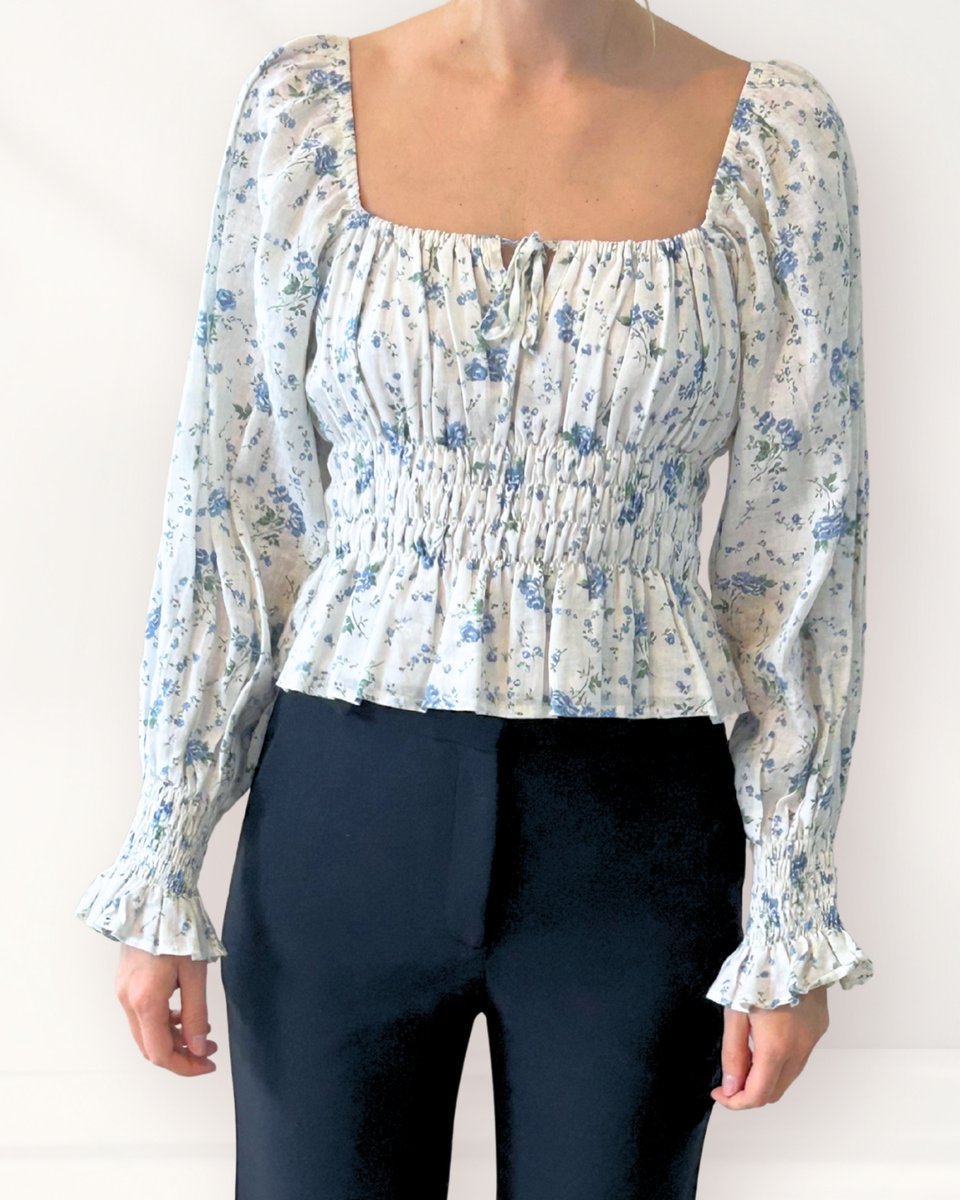 Faithfull Smocked Linen Crop Top