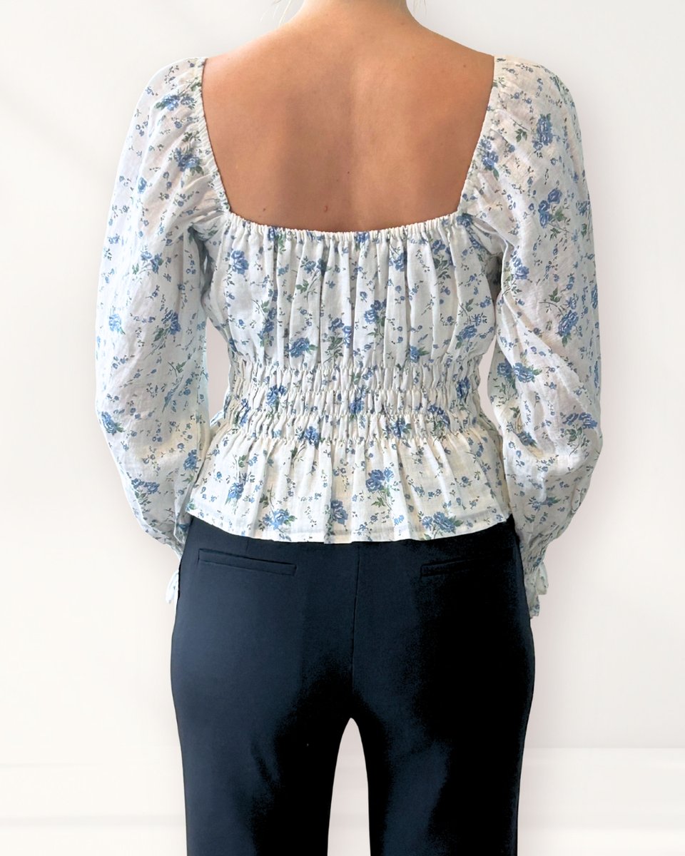 Faithfull Smocked Linen Crop Top