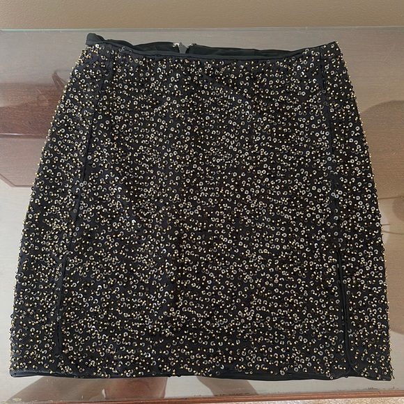 Michael Costello x Revolve Sierra Sequin Mini Skirt – Black/Gold