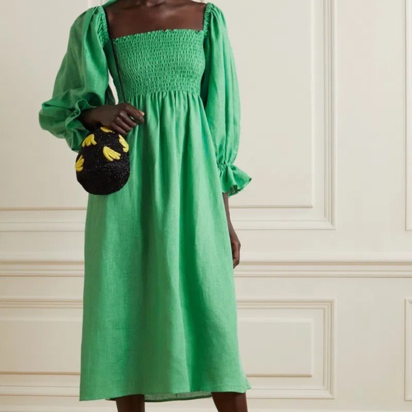 Sleeper Atlanta Green Midi Linen Dress