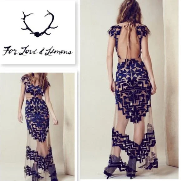 For Love & Lemons Vienna Sheer Maxi Dress