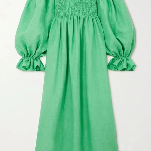 Sleeper Atlanta Green Midi Linen Dress