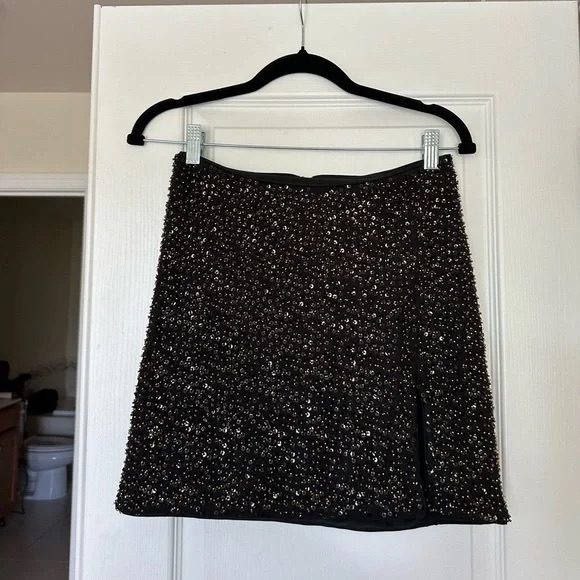 Michael Costello x Revolve Sierra Sequin Mini Skirt – Black/Gold