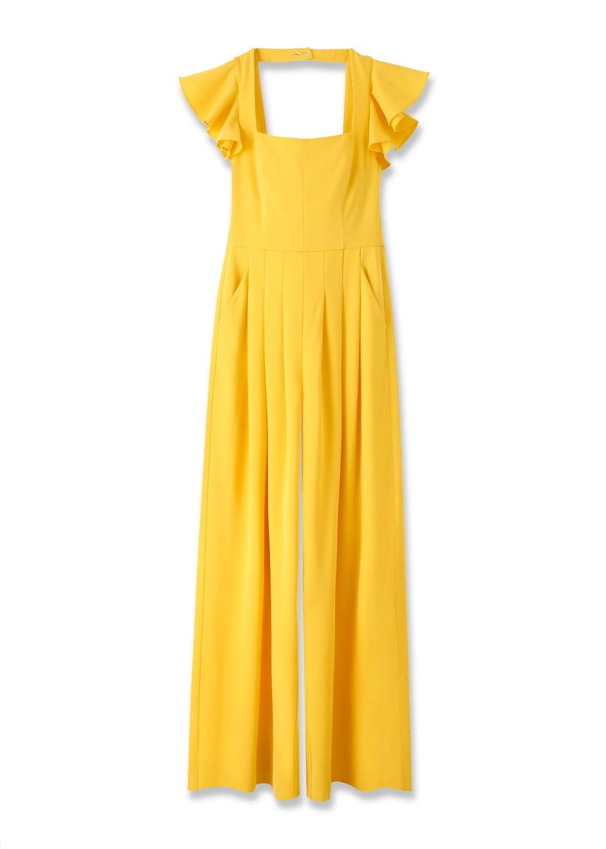 ME+EM Statement Frill Sleeve Yellow Jumpsuit