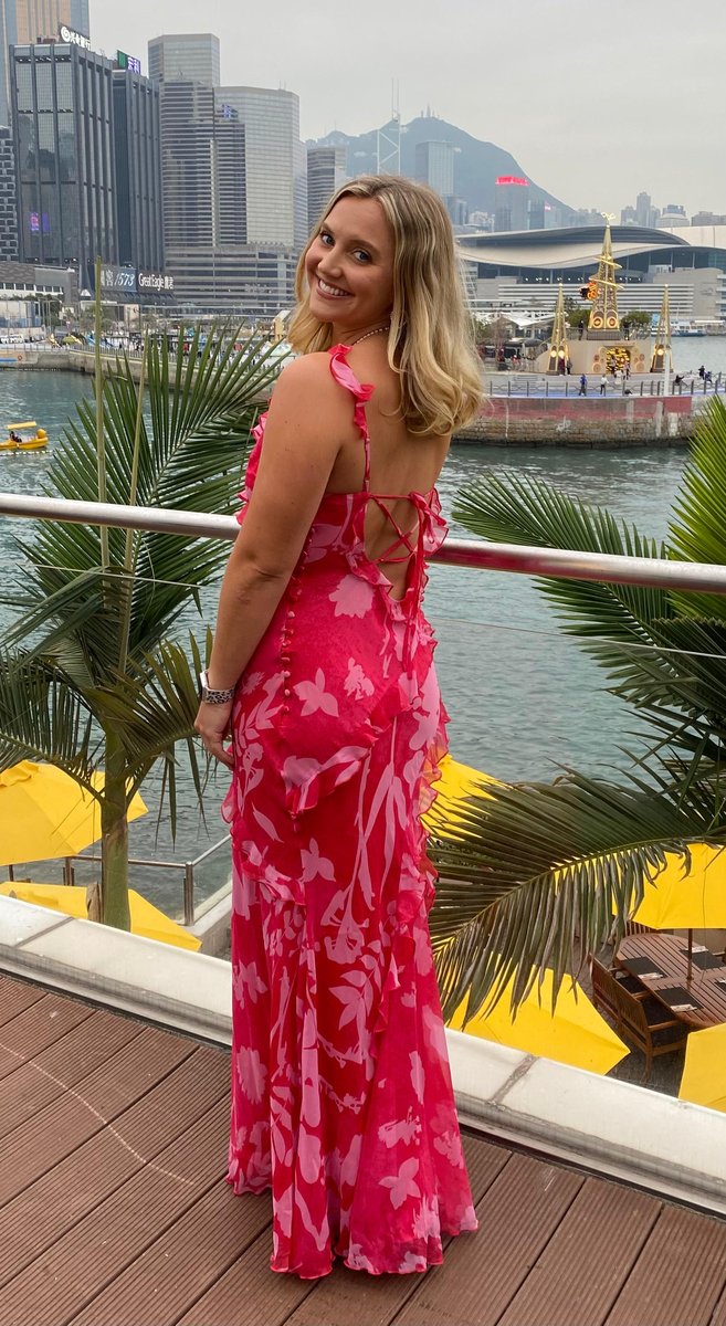 Ruffle maxi dress in pink floral print