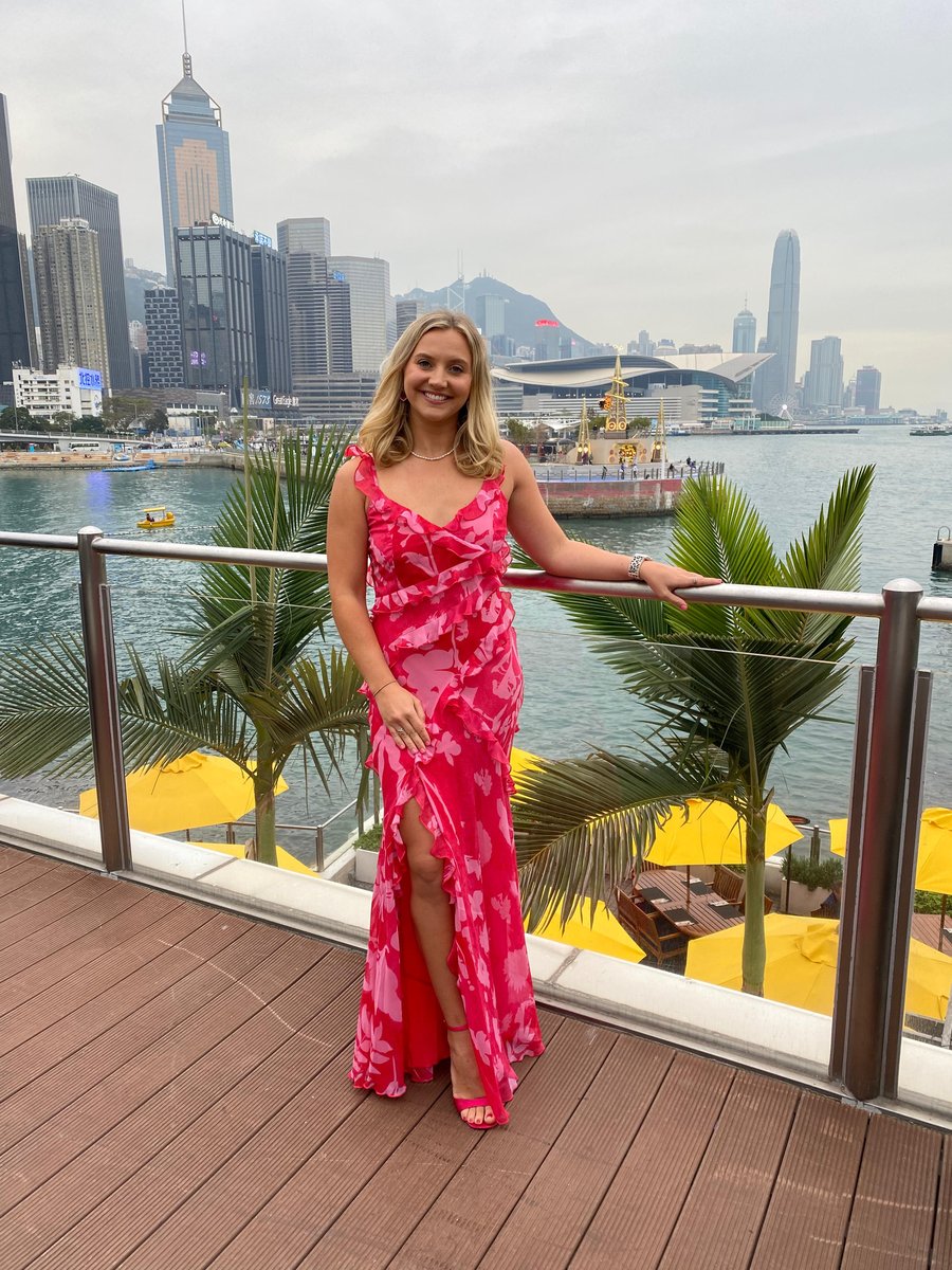 Ruffle maxi dress in pink floral print
