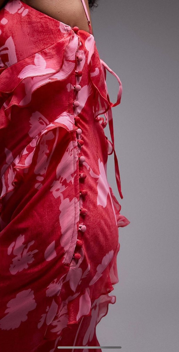 Ruffle maxi dress in pink floral print