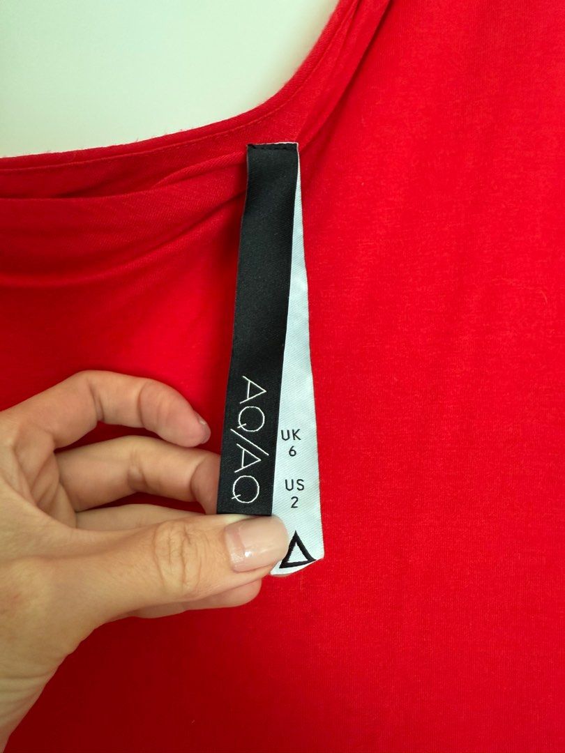 Red off shoulder maxi dress by AQ/AQ