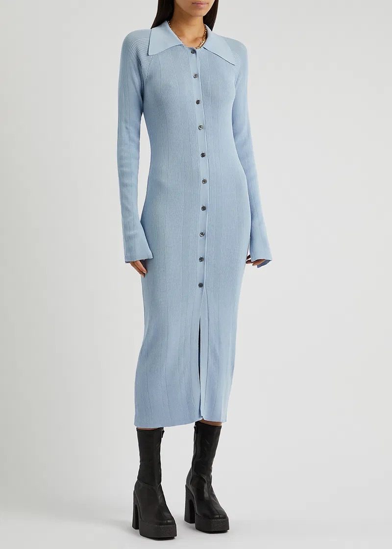 Remain Birger Christensen Alzira Ribbed-Knit Midi Dress