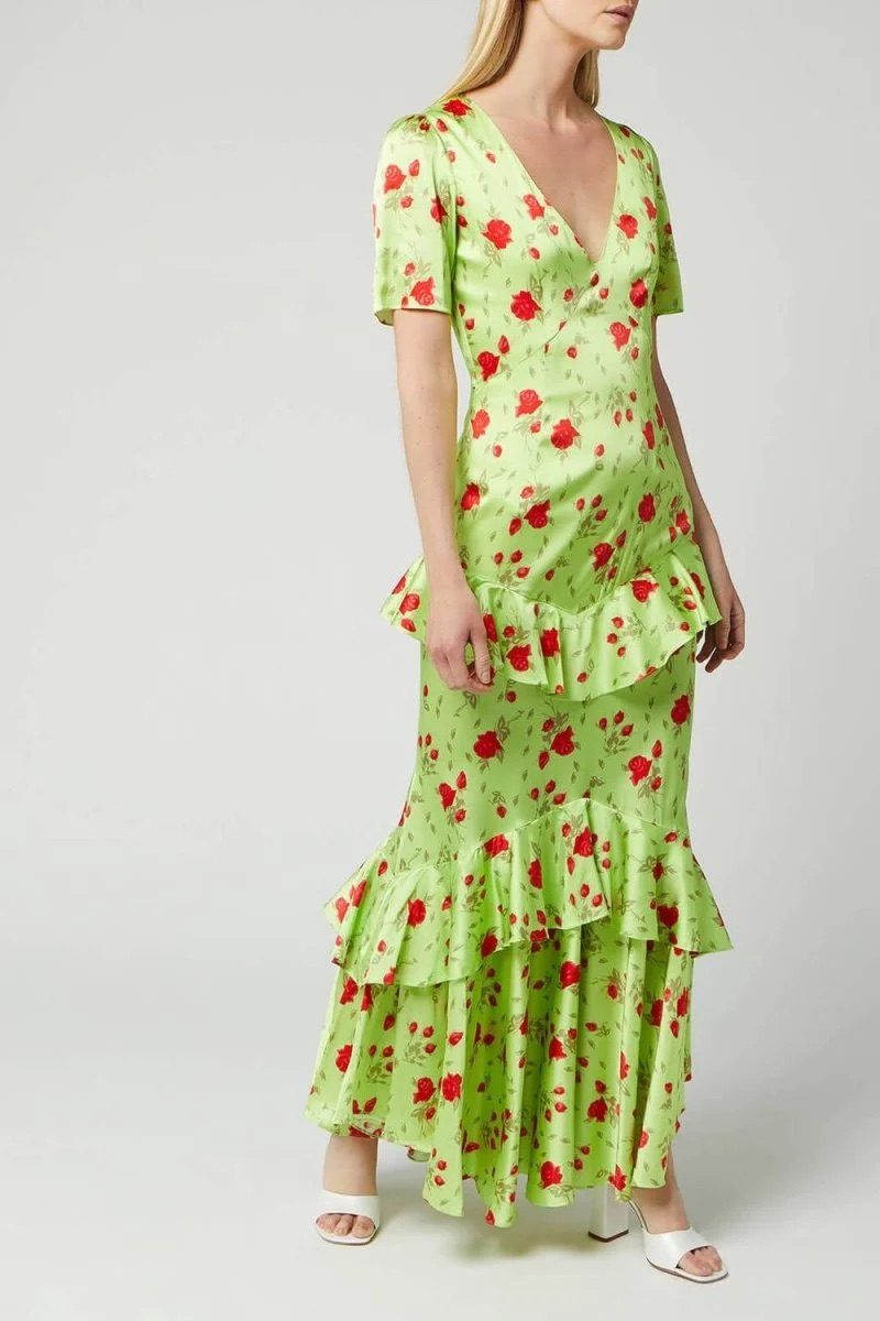 De La Vali Juliette Ruffle Maxi Dress