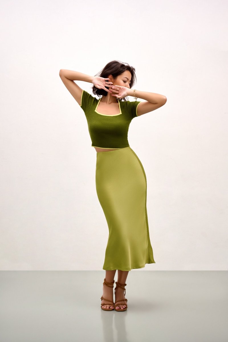 Olivia Slip Skirt - Spring Green