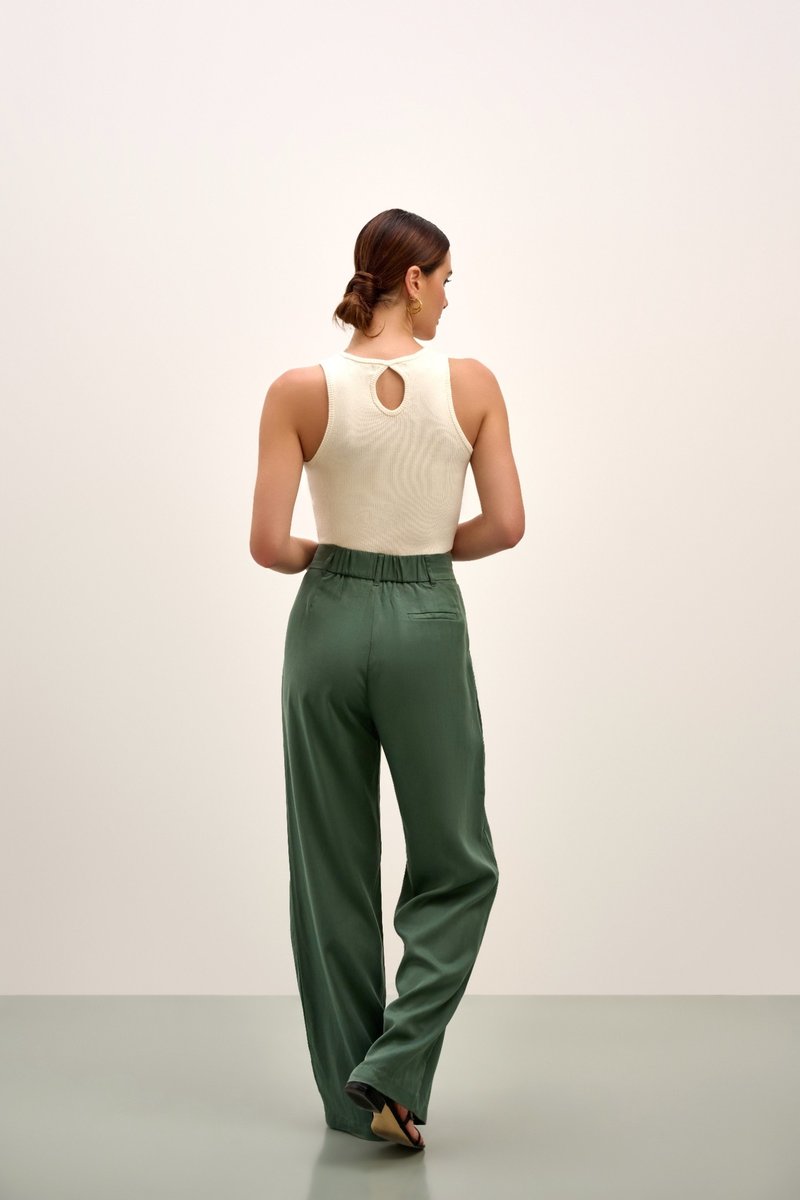Willow Wide Leg Pant - Evergreen Green