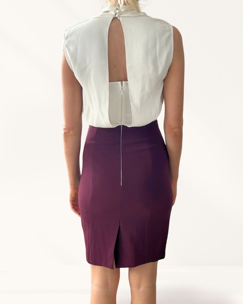 Reiss White & Burgundy Dress