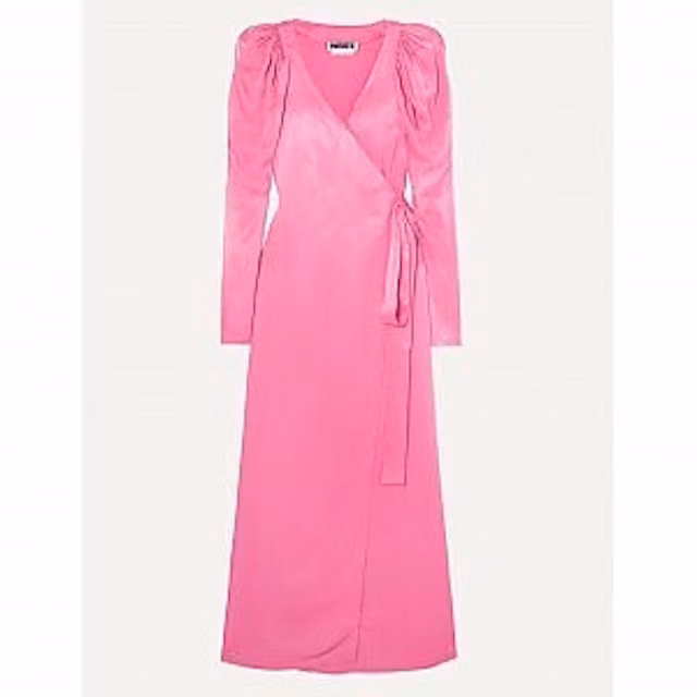 Rotate Birger Christensen Pink Satin Wrap Dress