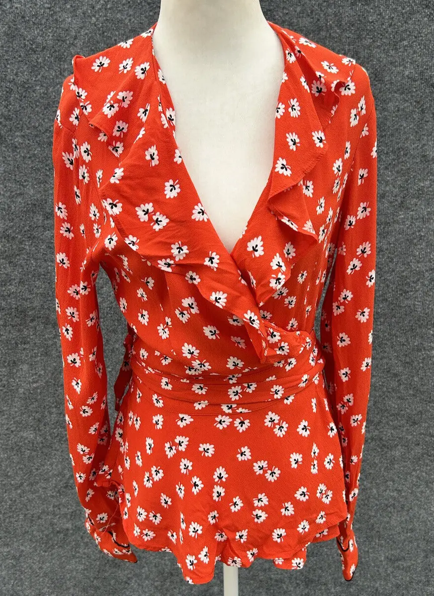Ganni red wrap top