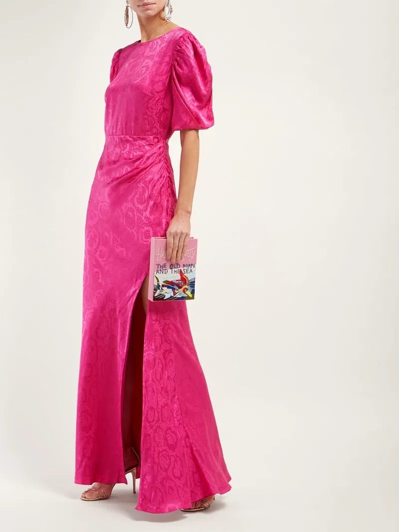 Saloni Annie B Snake-Jacquard Silk Gown