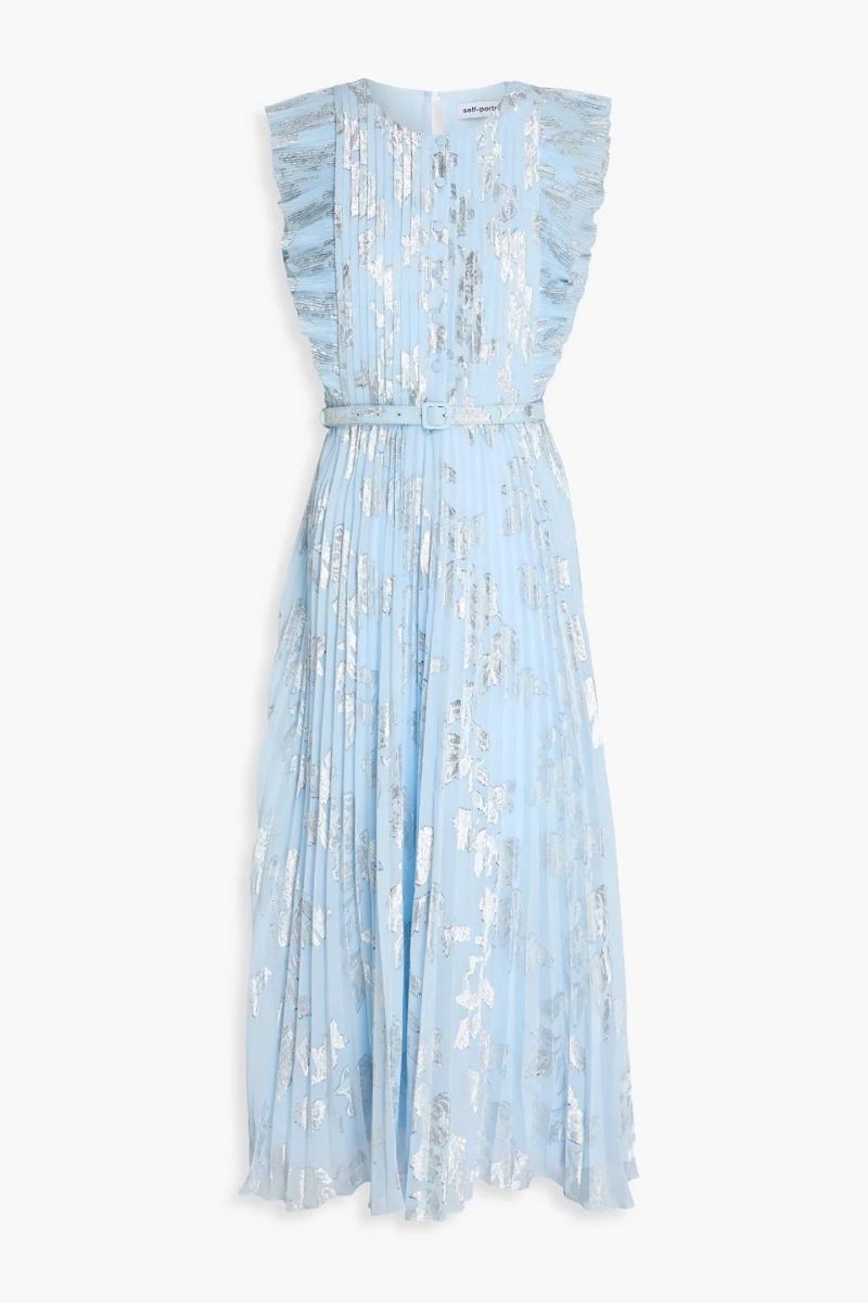 Blue Floral Dress with Belt