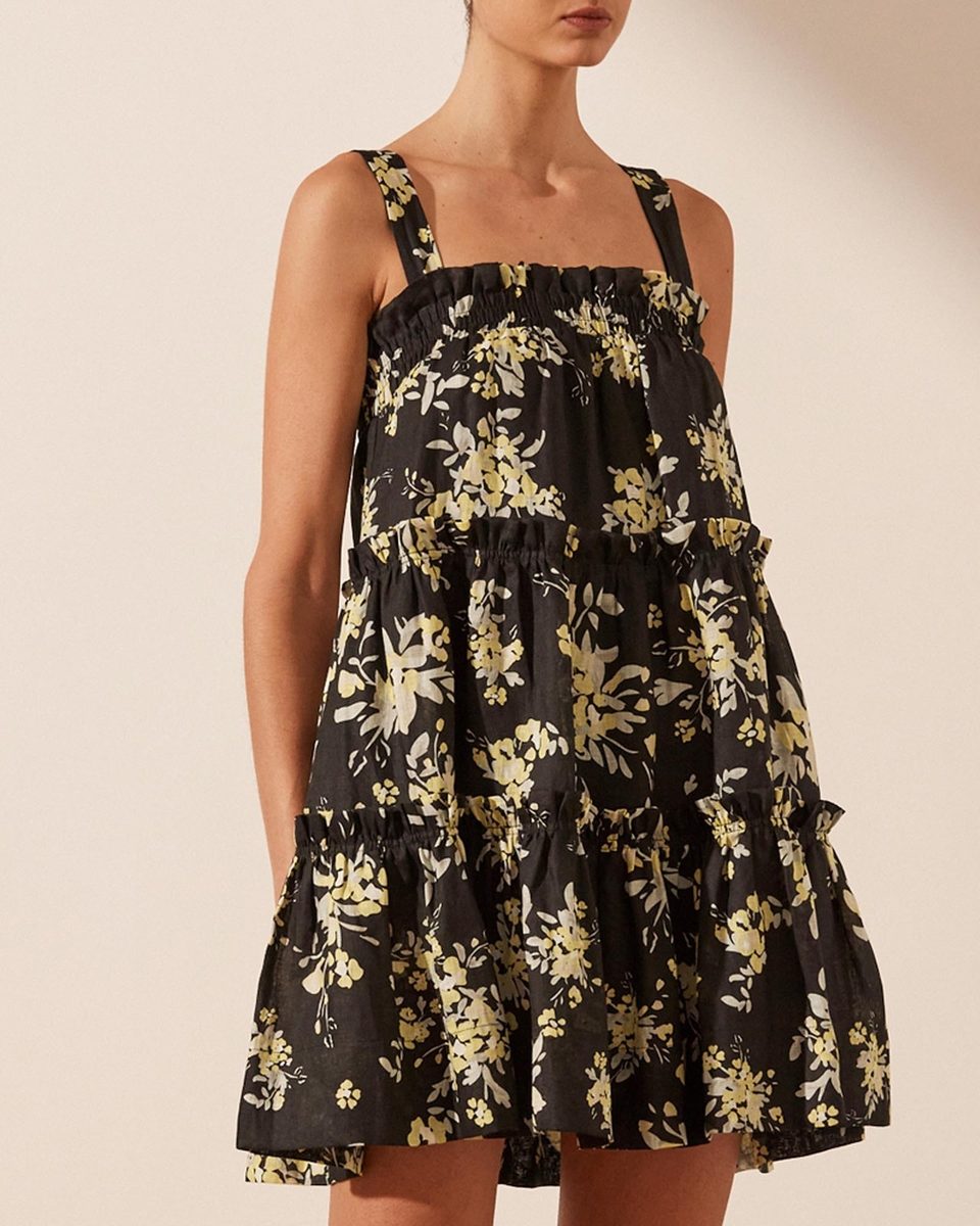 Shona Joy Black Floral Dress