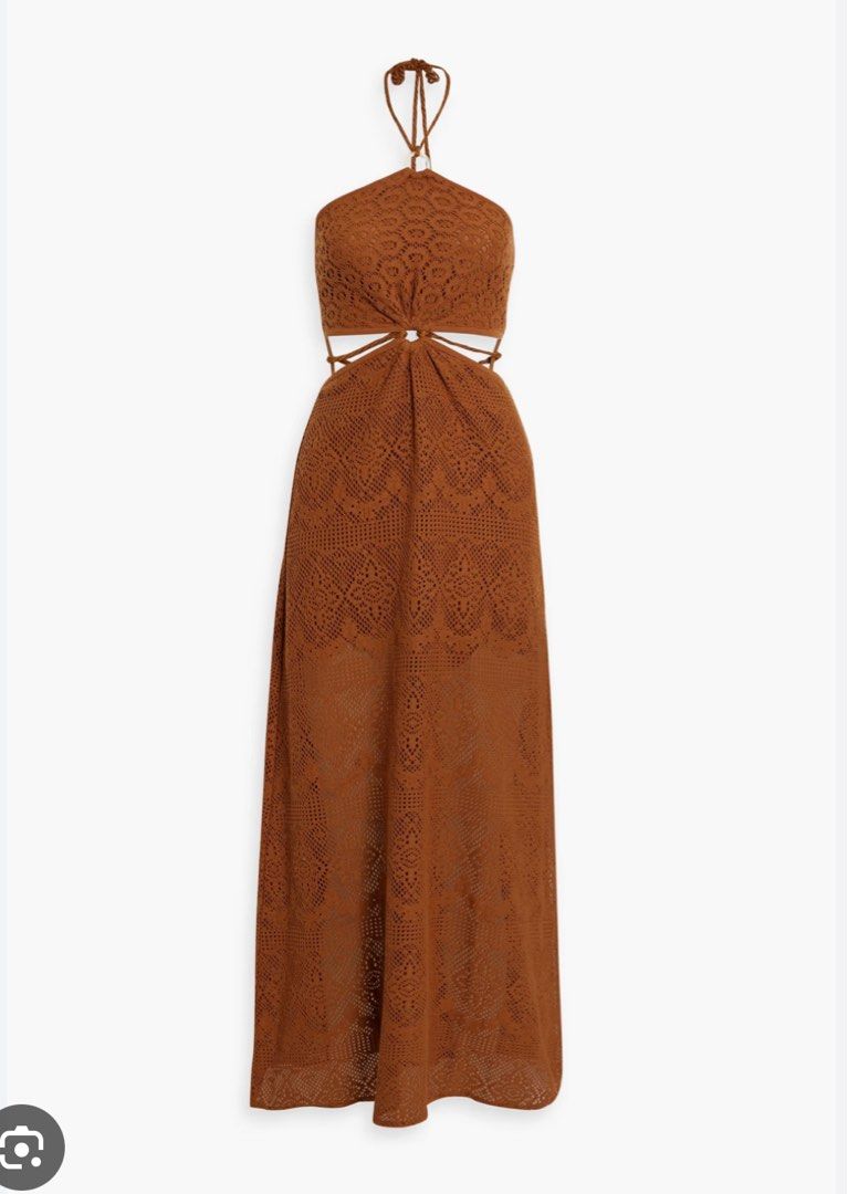 SIMKHAI Georgiana Halter Maxi Dress in coffee size M