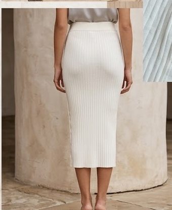 Superdown Ribbed Knit Midi Skirt – White