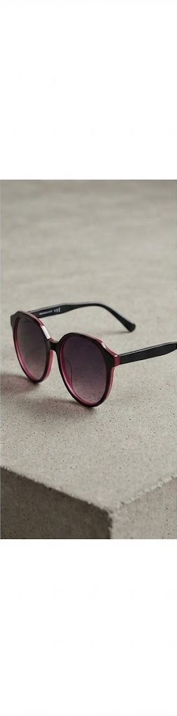 Shanghai Tang Round-Frame Sunglasses – Black/Pink