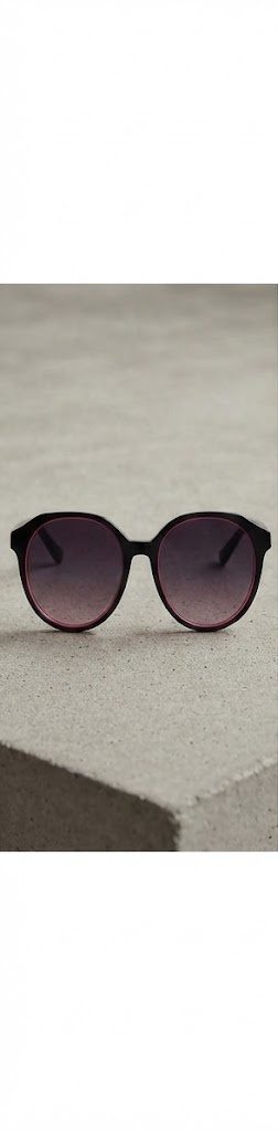 Shanghai Tang Round-Frame Sunglasses – Black/Pink