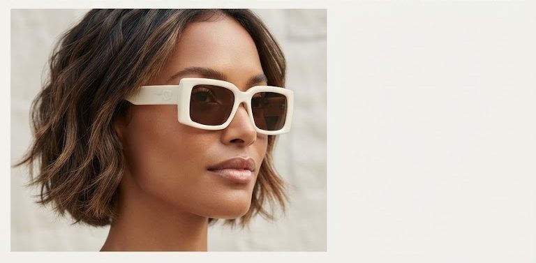 Ferragamo SF2032S Rectangular Sunglasses – Ivory Beige