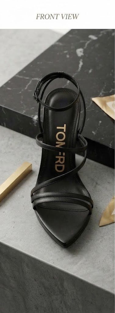 Tom Ford Pointed-Toe Wedge Sandals – Black Leather