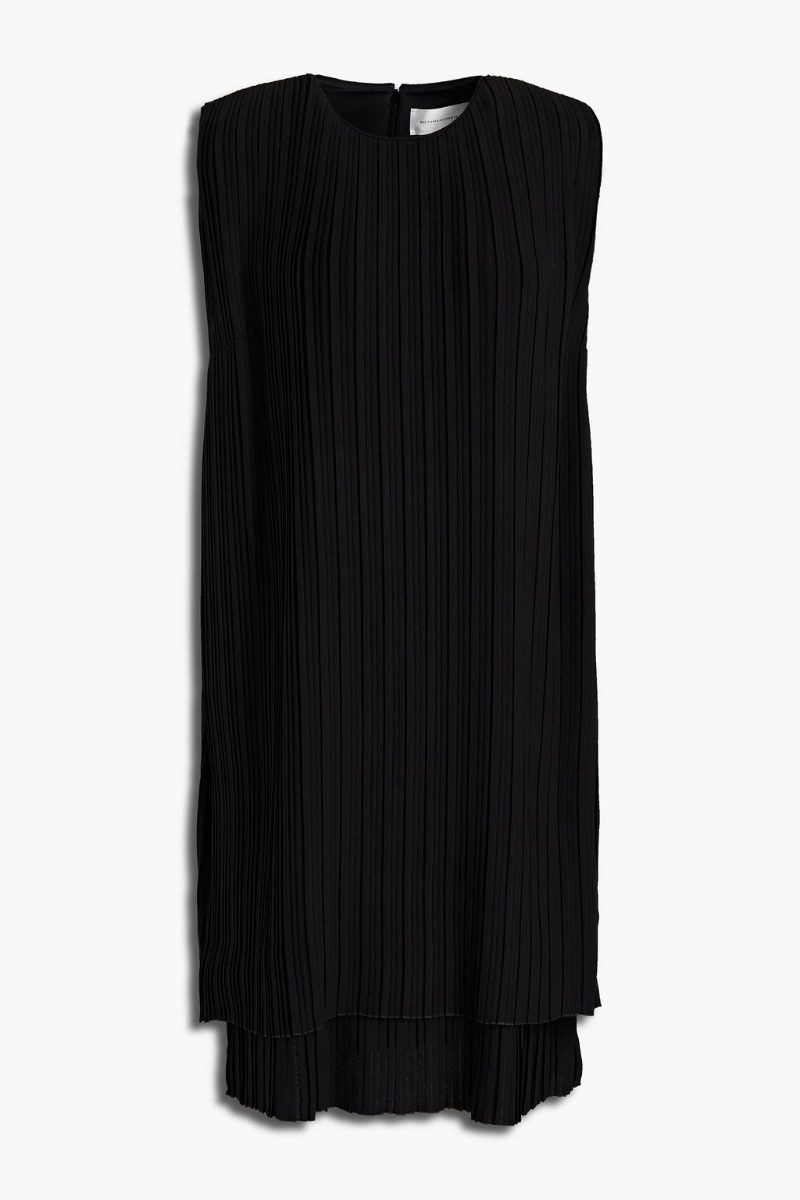 Victoria Beckham Pleated Shift Black Dress