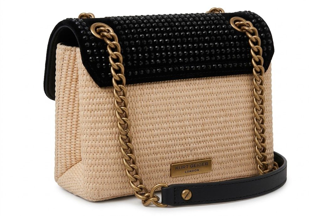 Kurt Geiger London Mini Kensington Crossbody Bag – Black Crystal-Embellished