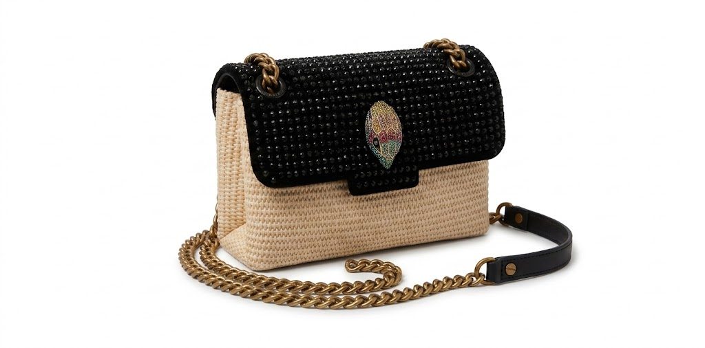 Kurt Geiger London Mini Kensington Crossbody Bag – Black Crystal-Embellished