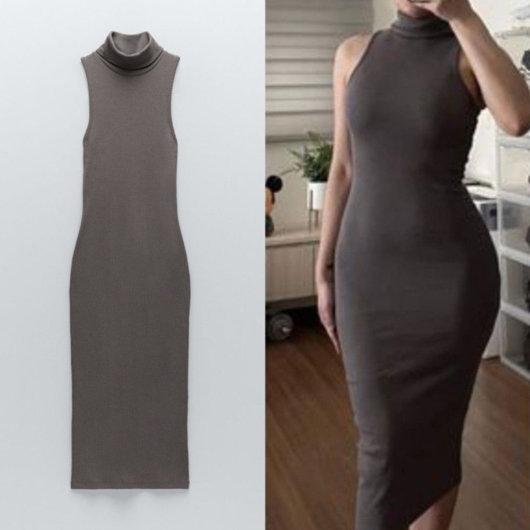 Grey High Neck Dress
